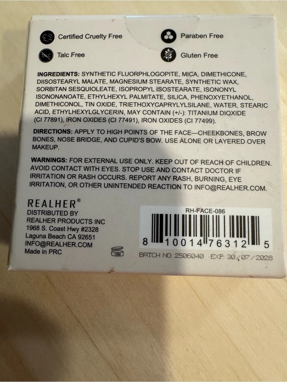 RealHer highlighter cosmetic